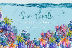 Sea Corals Watercolor Png Set Digital