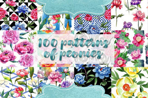 Wonderful 100 Patterns Of Peonies Jpg Set Digital