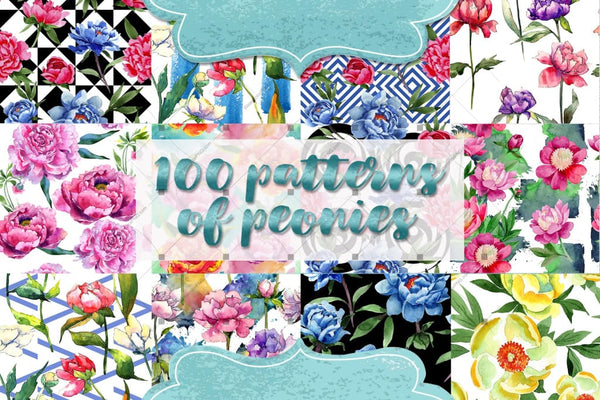 Wonderful 100 Patterns Of Peonies Jpg Set Digital