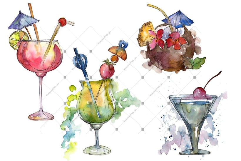 Watercolor Food and drink royalty free images