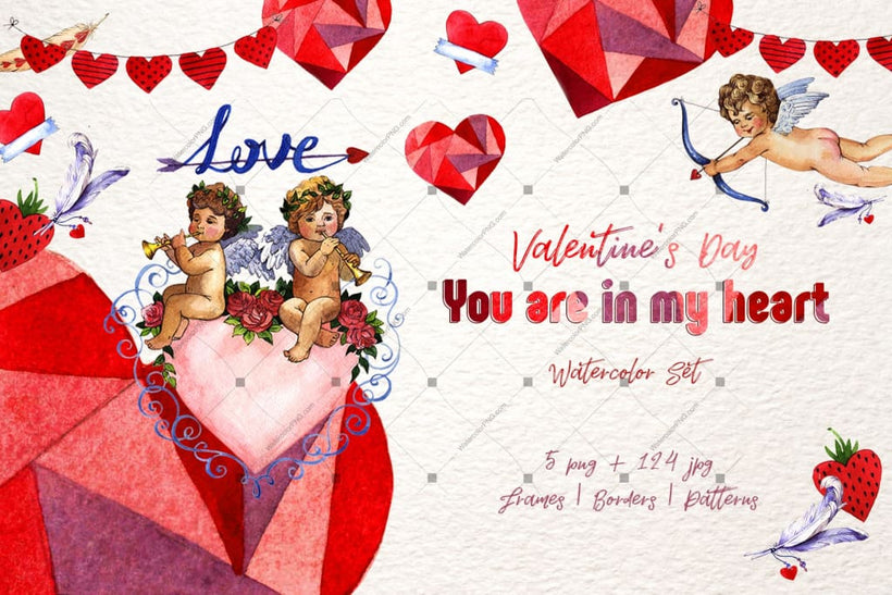 Watercolor valentines royalty free images