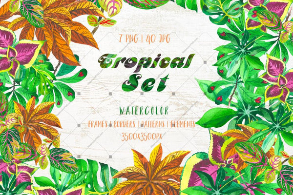 Exotic Tropical Set Png Watercolor Digital