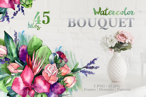 Bouquet of magic roses Watercolor png