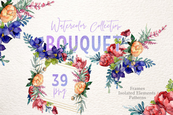 Bouquet moment of happiness watercolor png