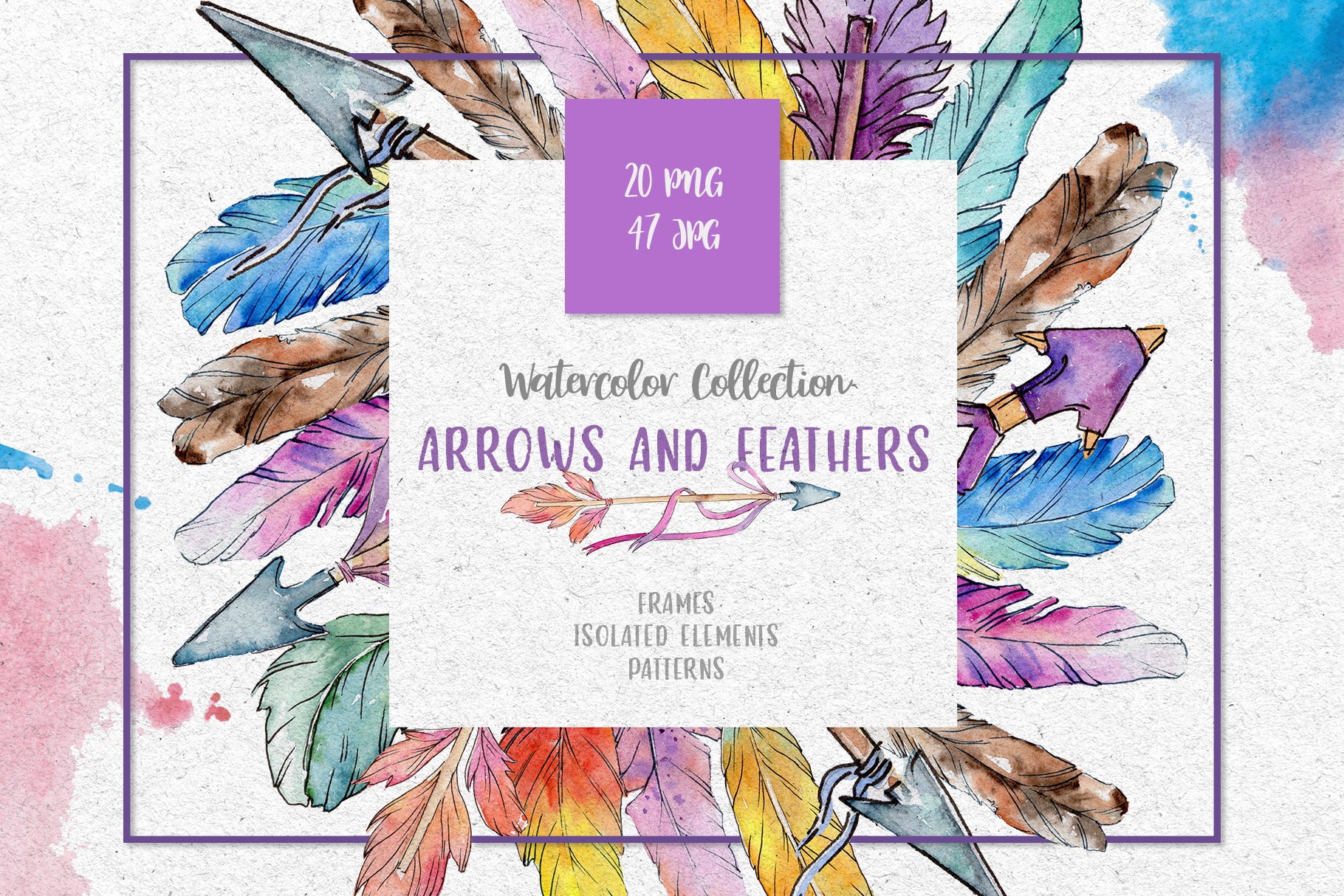 Arrows and Feathers Watercolor png