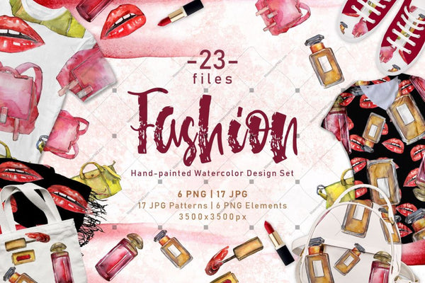 Fashion Accessories Png Watercolor Set Digital