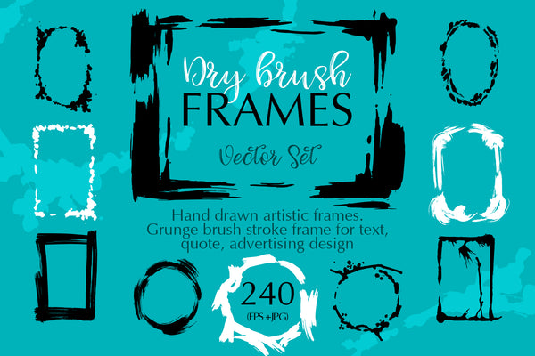 Dry brush frames vector collection vector set
