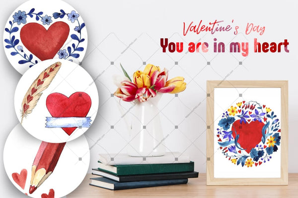 Valentines Day Png Watercolor Set Digital