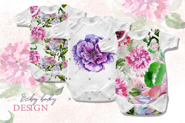 Elegant Peony Png Watercolor Flower Set Digital