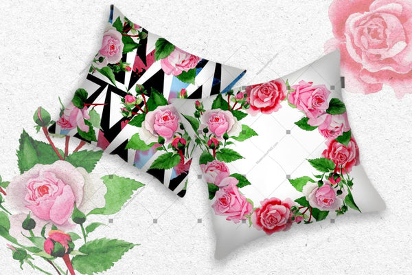 Pink Roses Png Watercolor Design Set Digital