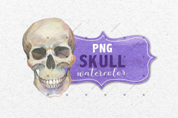 Cool Skull Print Png Watercolor Set Digital