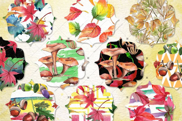 100 Autumn Patterns Jpg Watercolor Set Digital