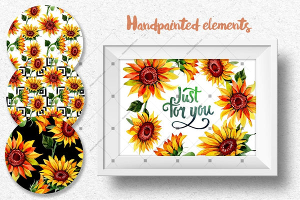 Sunflower Png Watercolor Flower Set Digital
