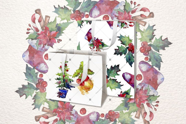 Christmas Collection Png Watercolor Set Digital
