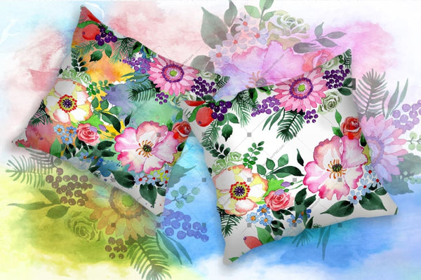 Four Wonderful Bouquet Flowers Png Watercolor Set Digital