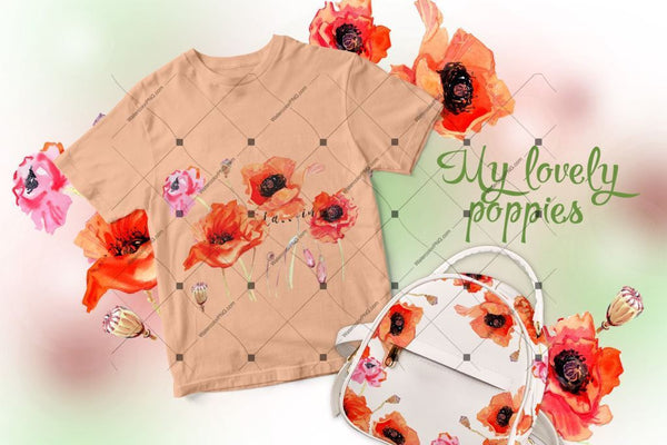 My Lovely Poppies Png Watercolor Set Digital