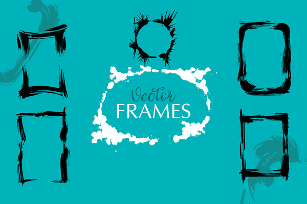 Dry brush frames vector collection vector set