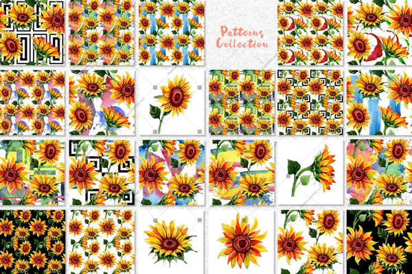 Sunflower Png Watercolor Flower Set Digital