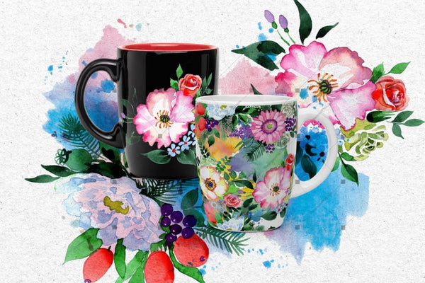 Four Wonderful Bouquet Flowers Png Watercolor Set Digital
