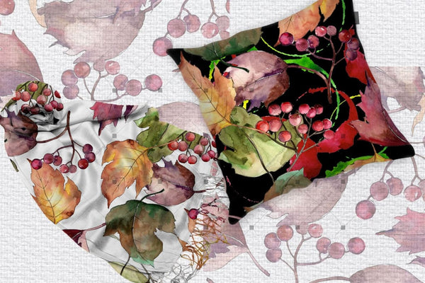 Autumn Viburnum Leaves Png Watercolor Set Digital