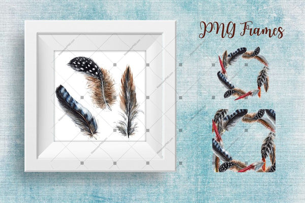 Delightful Feathers Png Watercolor Set Digital