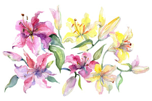 Bouquet with lilies pink and Yellow Watercolor png