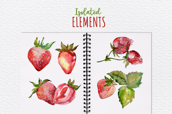 Strawberry paradise watercolor png