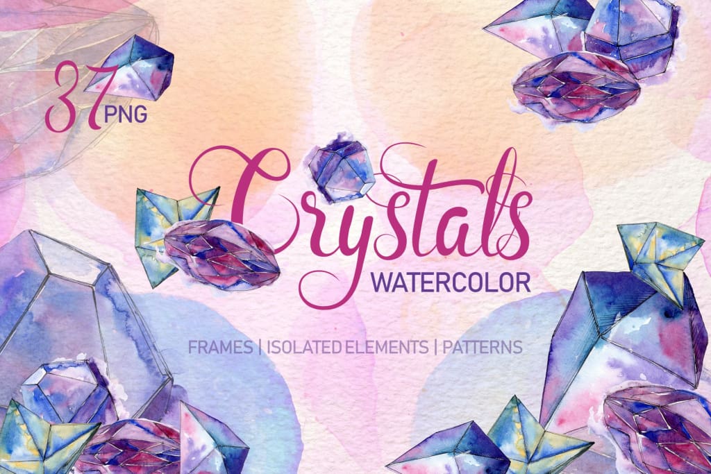 Crystal blue dreams come true watercolor png Digital