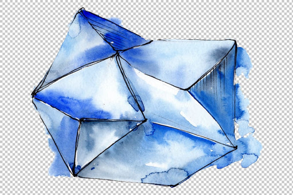 Crystals blue Watercolor png Flower