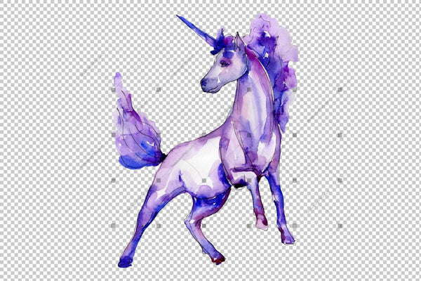 Cute Colorful Unicorn Horses Png Watercolor Set Digital