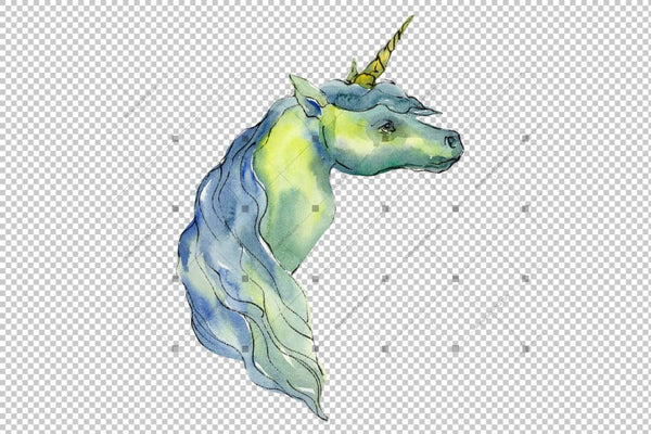 Cute Unicorn Horse Png Watercolor Set Digital