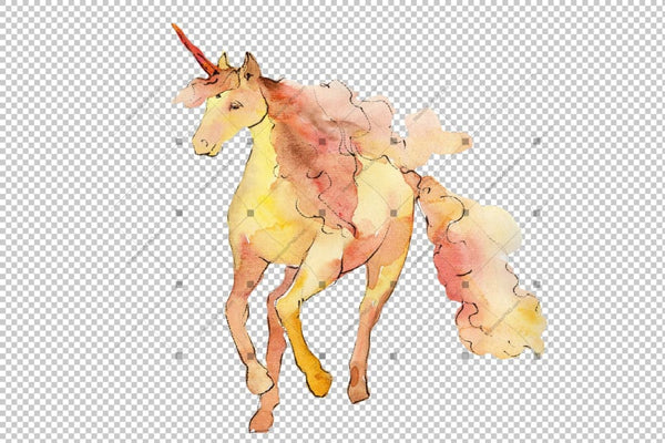 Cute Unicorn Horse Png Watercolor Set Digital