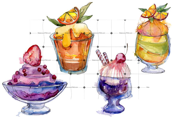 Dessert Watercolor Png Flower