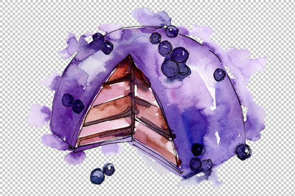 Dessert with blueberries Watercolor png Flower