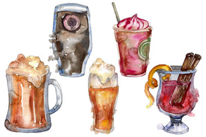 Drinks for men Watercolor png Flower