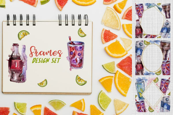 Drinks Refreshing Watercolor png Digital
