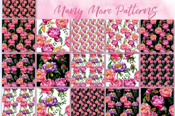 Exquisite Peonies Png Watercolor Flower Set Digital