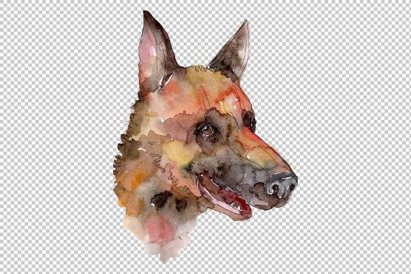 Farm animals dog head Watercolor png Flower