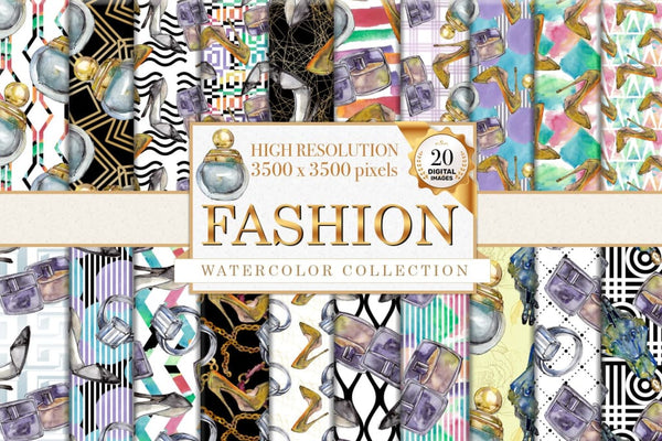 Fashion patterns Watercolor png Digital