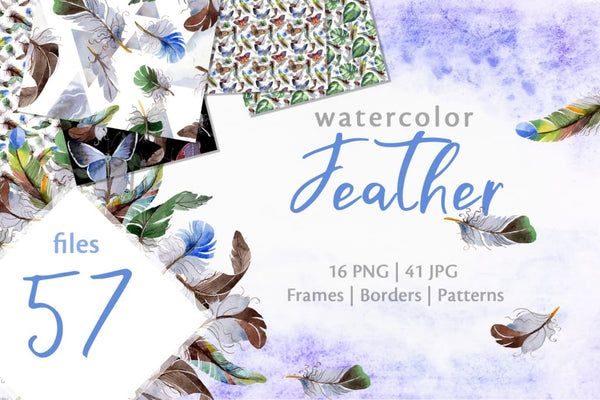 Feather Watercolor png Digital
