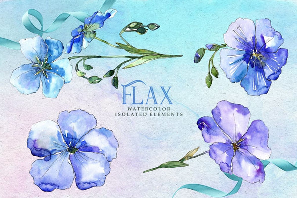FLAX Watercolor png Digital
