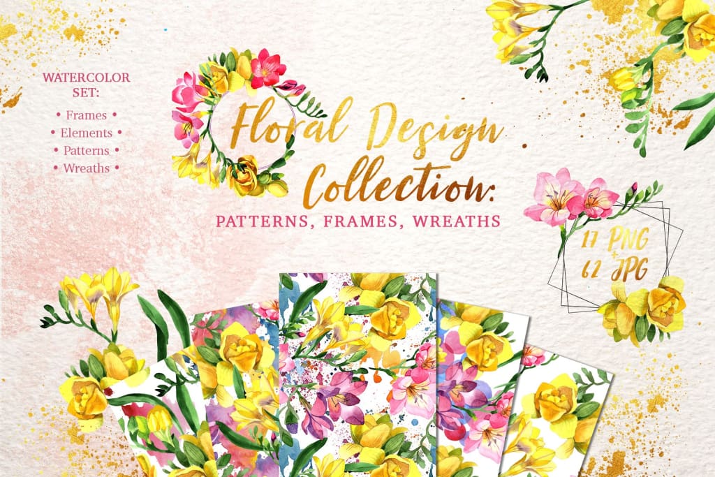 Floral Design collection watercolor png Flower