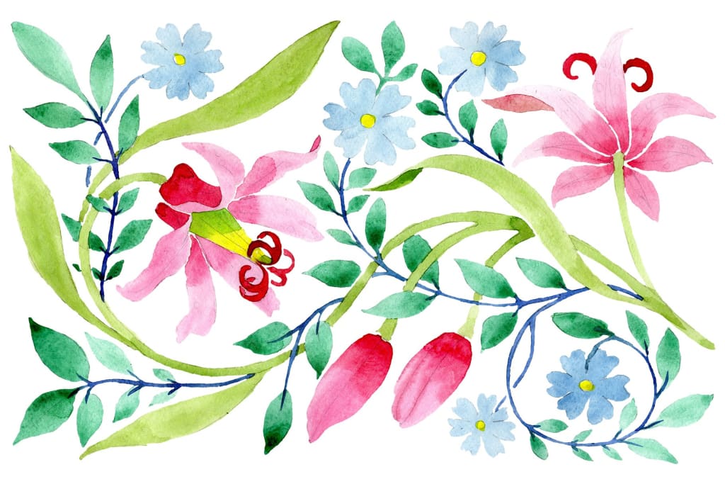 Floral pattern pink watercolor png Flower