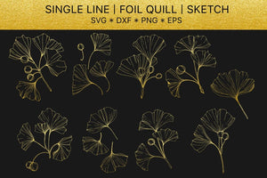 Foil quill SVG golden crystals. Single line design. Digital
