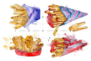 French Fries Watercolor Png Flower