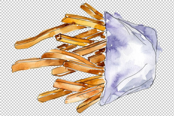 French fries Watercolor PNG Flower