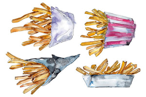 French fries Watercolor PNG Flower