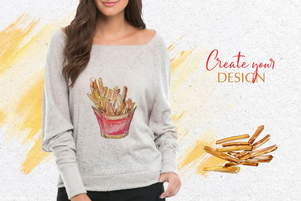 French fries Watercolor png Digital
