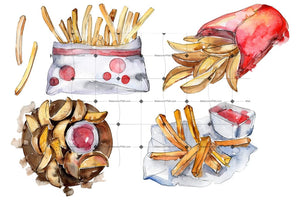 French Fries With Sauce Watercolor Png Flower