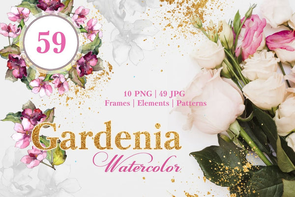 Gardenia Watercolor png Digital